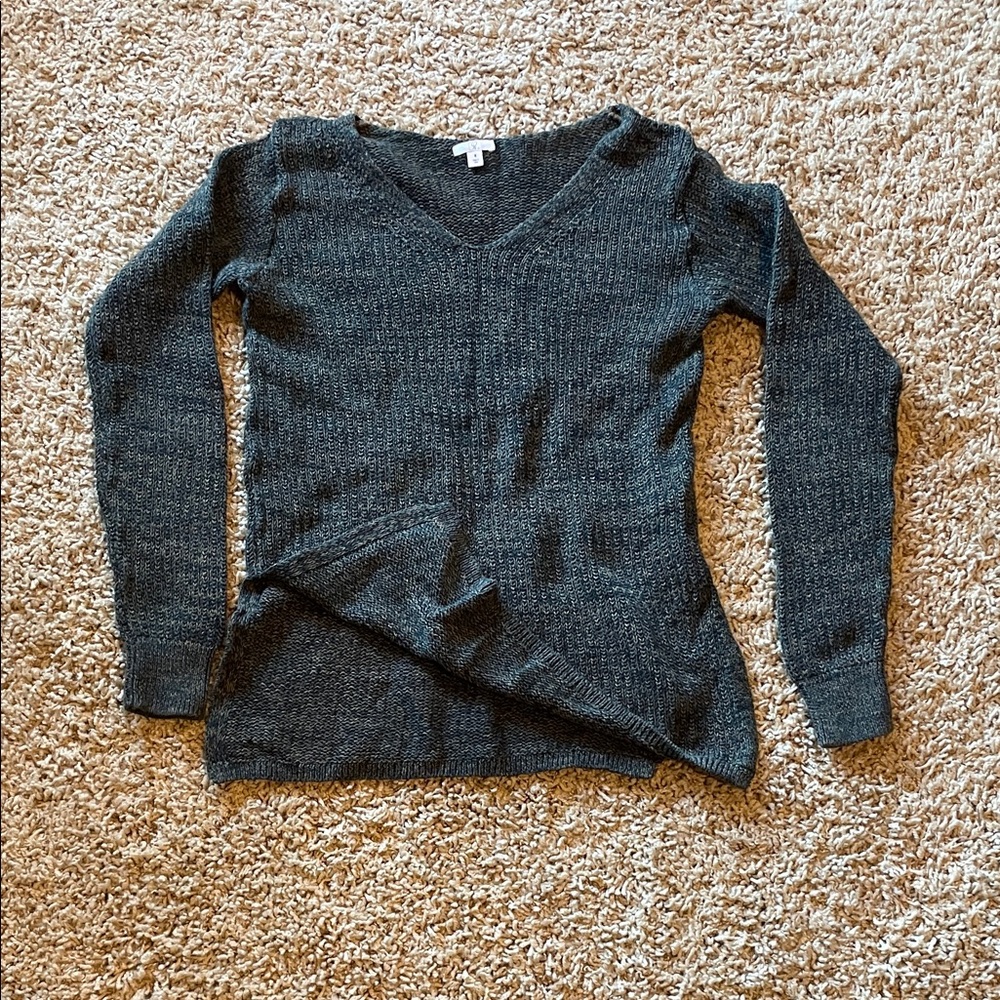 bp V-Neck Long Sleeve Knit Sweater - Charcoal